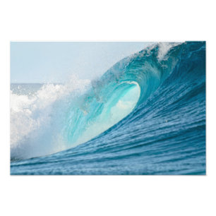 Surfing barrel wave breaking photo print