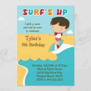 Surfing Beach Birthday Party Invitation