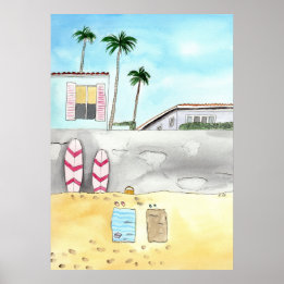 Surfing Beach in San Diego Poster