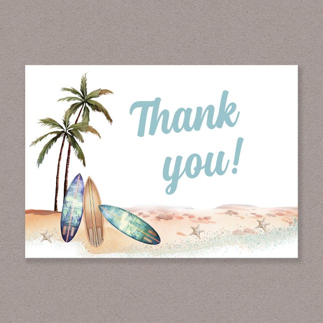 Surfing Beach Summer Baby Shower Thank You Card (Creator Uploaded)