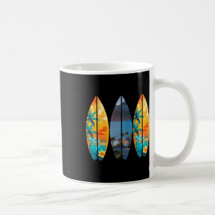 Surfing Beach Surfboard Retro Tropical Hawaii Palm Coffee Mug