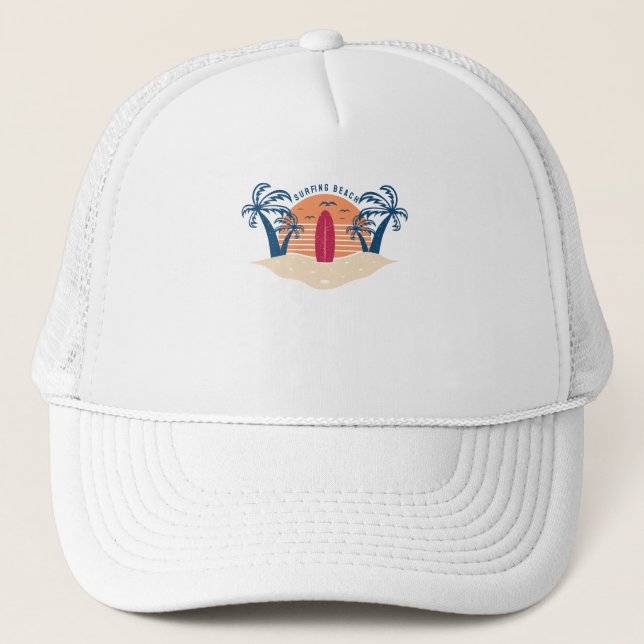 Surfing Beach Trucker Hat (Front)