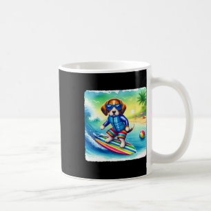 Surfing Beagle In Safety Vest On Wave. Sungles Sur Coffee Mug