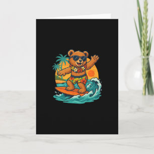 Surfing Bear In Summer Season For Surfboard Lovers Card