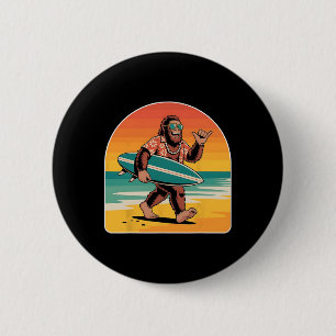 Surfing Bigfoot Wearing Shades And Hawaiian Vibes 2 Inch Round Button