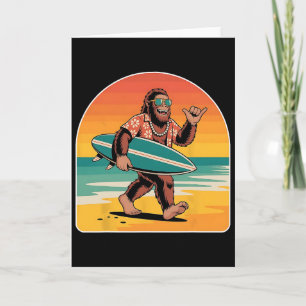 Surfing Bigfoot Wearing Shades And Hawaiian Vibes Card