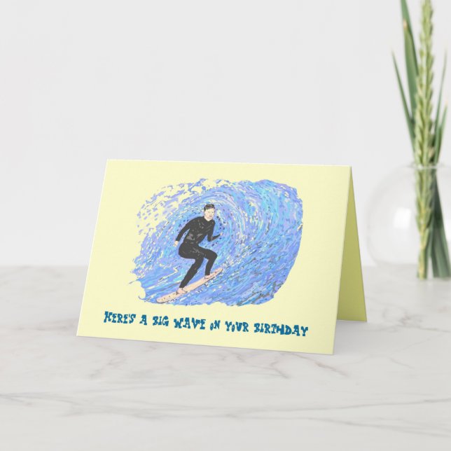 Surfing Bithday Card. Card (Front)