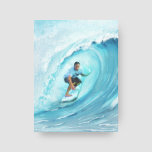 Surfing Blue Barrel Wave Beach Canvas Print<br><div class="desc">Stretched canvas print of a surfer surfing an epic barrel wave. Perfect for a beach house and surf theme home decor. Art by KL Stock</div>
