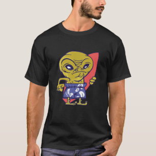 surfing board alien space aliens ufo T-Shirt