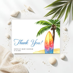 Surfing Board Summer Beach Baby Shower Thank You Card