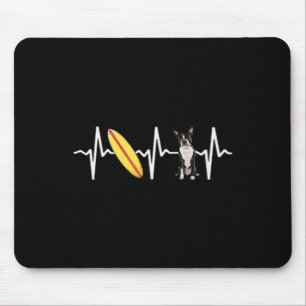 Surfing Boston Terrier Heartbeat Dog Lover Mouse Pad