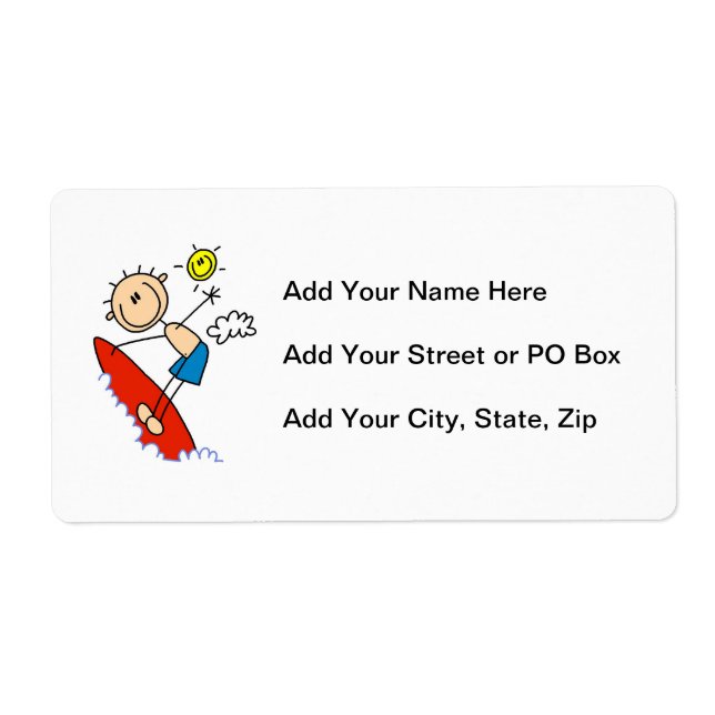 Surfing Boy Stick Figure (Front)