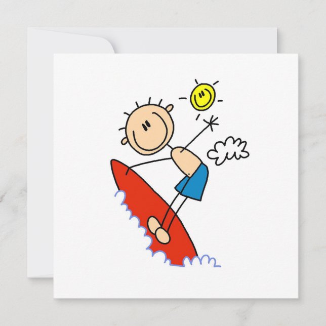 Surfing Boy Stick Figure (Front)