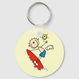 Surfing Boy Stick Figure Keychain