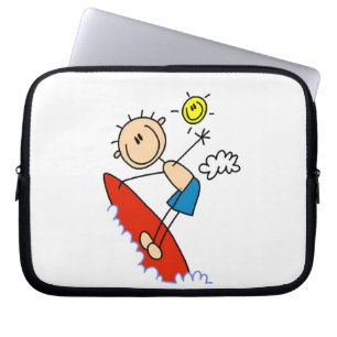 Surfing Boy Stick Figure Laptop Sleeve