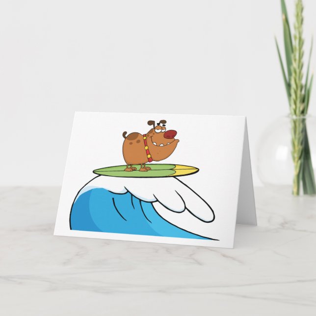 Surfing Bulldog Thank You Card (Front)