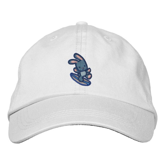 Surfing Bunny Embroidered Baseball Cap (Front)