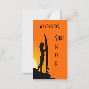 Surfing business card beach, surfboard, surfer