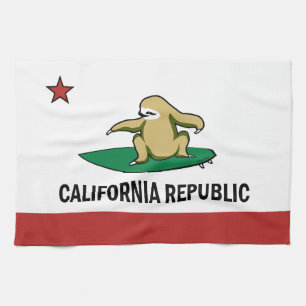 Surfing Cali Sloth Kitchen Towel