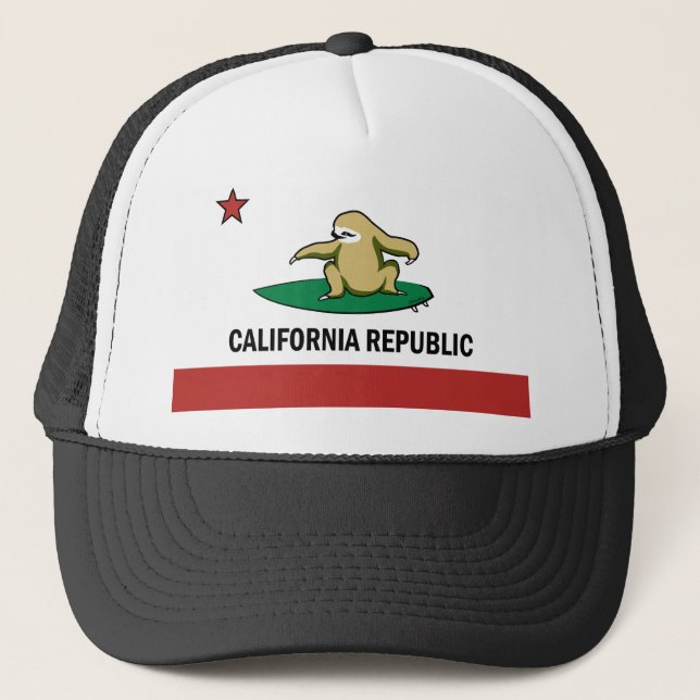 Surfing Cali Sloth Trucker Hat (Front)