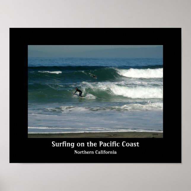 Surfing California Coast Design Poster (Front)
