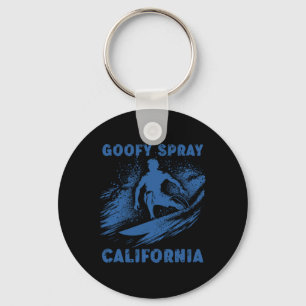 Surfing California Funny Goofy Foot Graphic Surfer Keychain