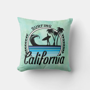 Surfing California Throw Pillow