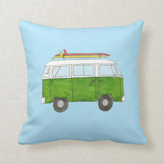 Surfing Campervan Throw Pillow