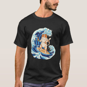Surfing Cat And Eating Sushi Cat T-Shirt