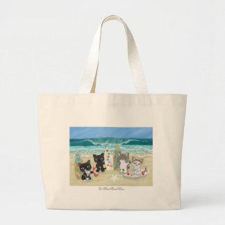 Surfing Cat on the beach (角カク)¥ Large Tote Bag