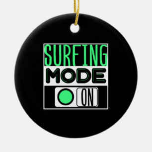 Surfing ceramic ornament