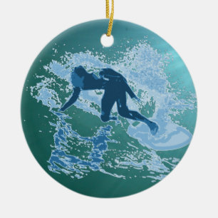 Surfing Ceramic Ornament