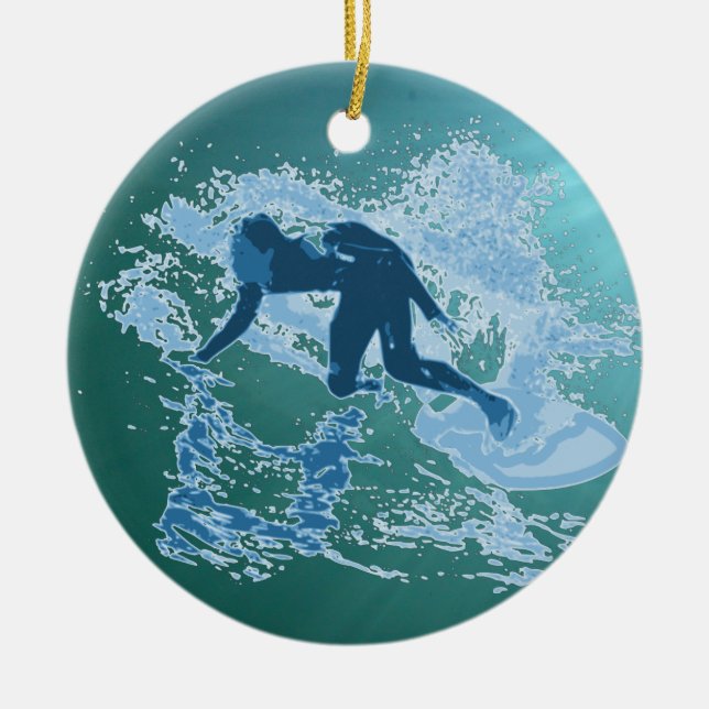 Surfing Ceramic Ornament (Front)