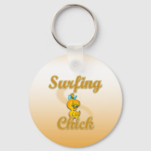 Surfing Chick Keychain