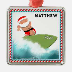 Surfing Christmas Collectable Metal Ornament