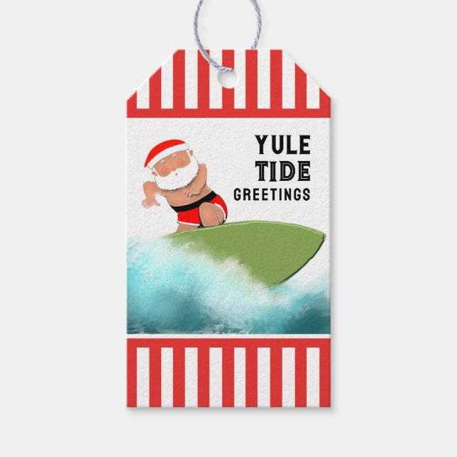 Surfing Christmas Gift Tags (Front)