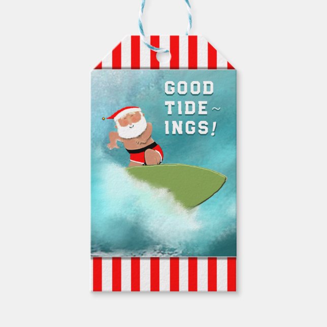 Surfing Christmas Gift Tags (Front)