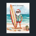 Surfing Christmas in July with SANTA CLAUS   Postcard<br><div class="desc">Surfing Christmas in July with SANTA CLAUS Card</div>