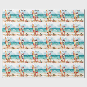 Surfing Christmas in July with SANTA CLAUS   Wrapping Paper