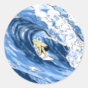 Surfing Classic Round Sticker