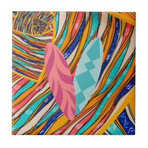 Surfing Colourful adventure Tile
