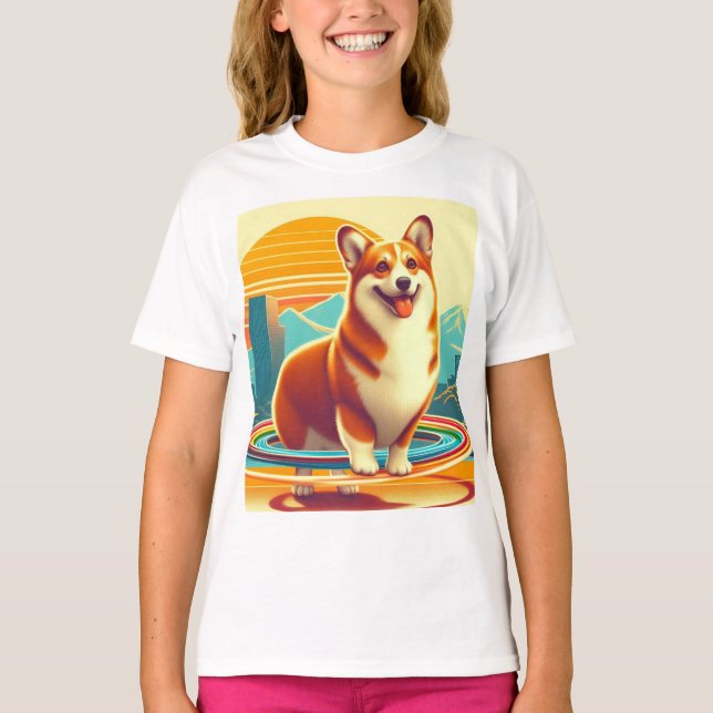 Surfing Corgi Unisex T-Shirt (Front)
