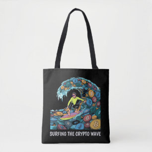 Surfing Crypto Tote Bag