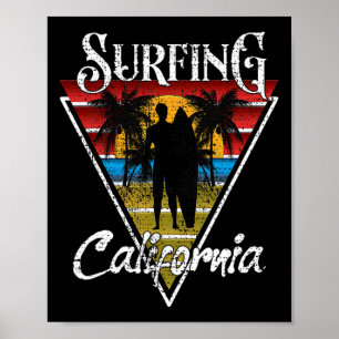Surfing Dad California Beaches Surf Cali Beach Bum Poster