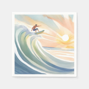Surfing Days Ocean Wave Surf Watercolor Napkin