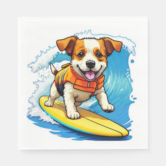 Surfing Dog Napkin (Front)