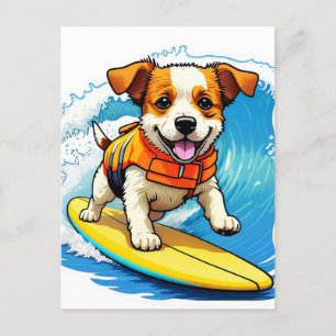 Surfing Dog Postcard