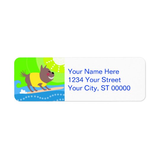 Surfing Dog Return Address Label