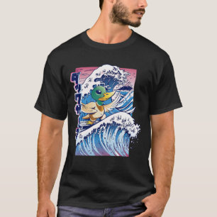 Surfing Duck Vaporwave Cool Retro Fun Weird Bizarr T-Shirt