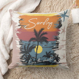 Surfing – Enjoy the moments Throw Pillow
